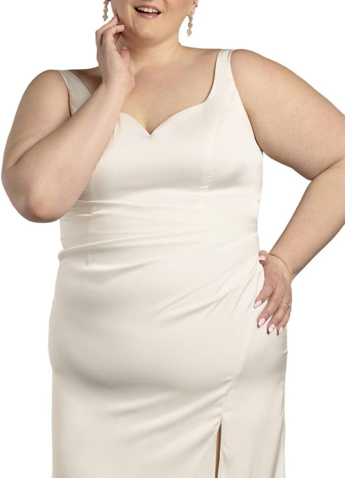 David's Bridal Matte Satin Draped Sheath Tank Wedding Dress – Bild 3