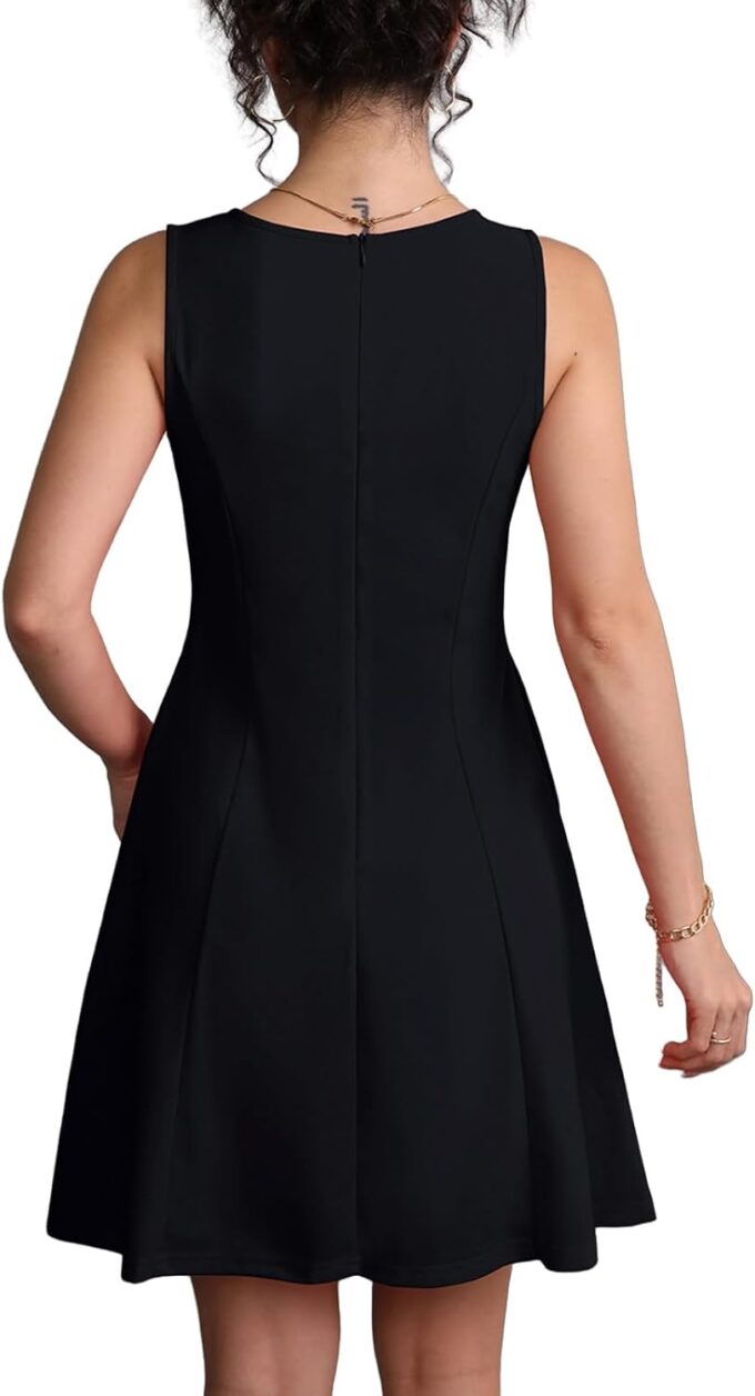 Women's A-Line Boat Neck Flowy Mini Dress Summer 2025 Party Club Formal Sleeveless Tank Dresses – Bild 3