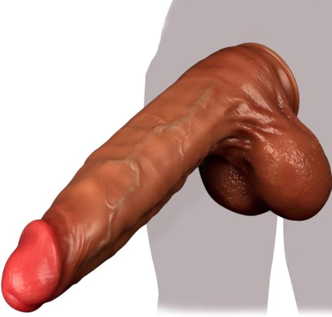 45.5×9.2cm XXXL Realistischer DìḷĐò mit Starkem Saugnapf Silikon Dildo mit Echten Venen und Prallen Hoden Penis Plug Analdildo Nachbildung Sex Spielzeug für die Frau und Männer