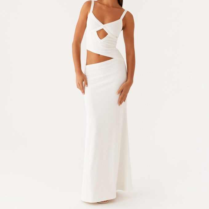 Women Cut Out Maxi Dress Sleeveless Spaghetti Strap V Neck Backless Summer Bodycon Long Dress Party Dress – Bild 2