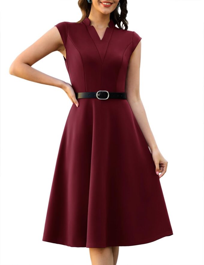 Wedtrend Womens Cocktail Dress Vintage Semi Formal Wedding Guest Dresses 1950s Church Dress with Belt