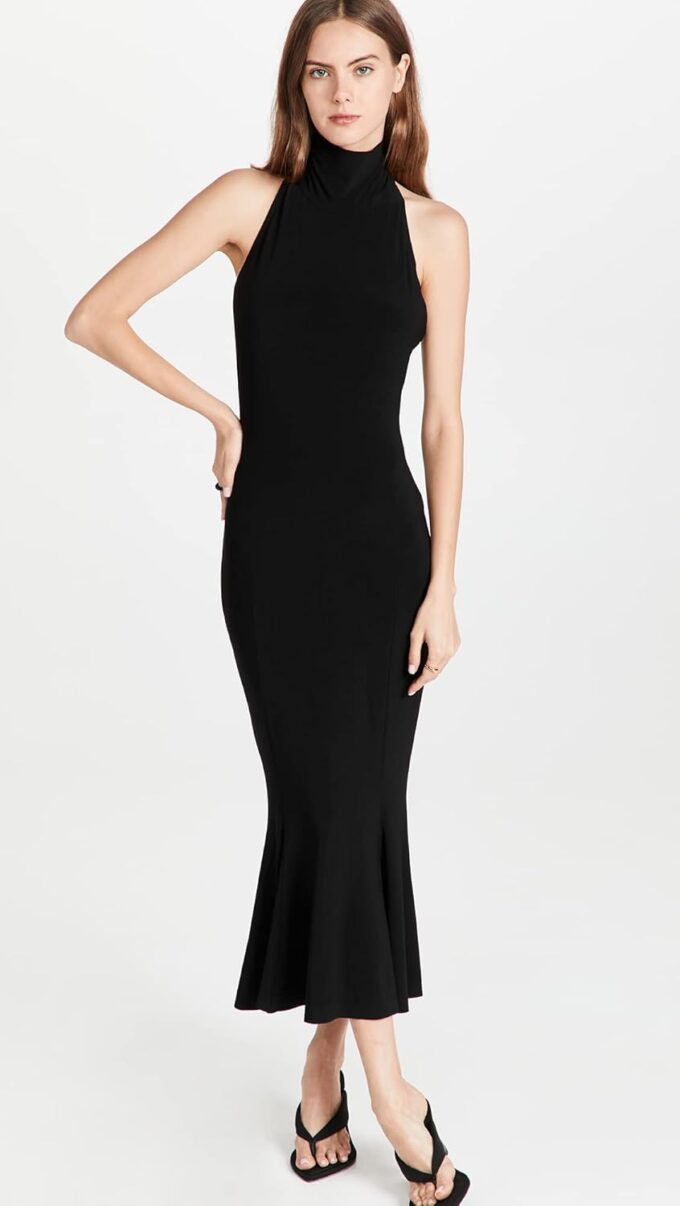 Norma Kamali Women's Halter Turtle Fishtail Dress – Bild 5