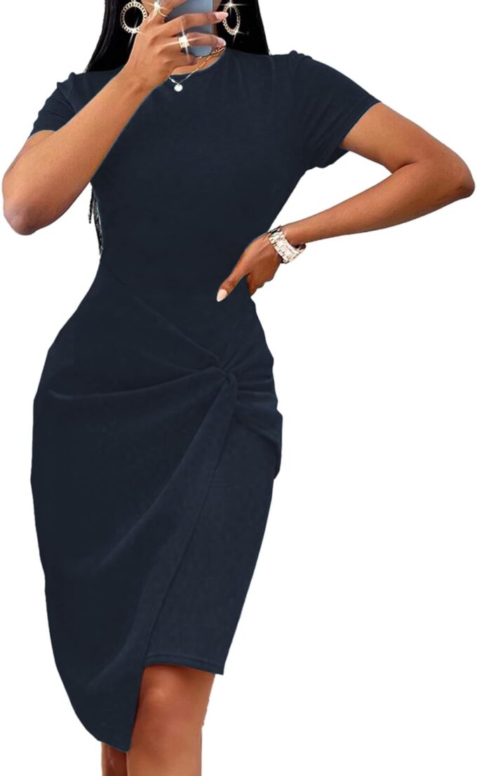 BubFee Langes Kleid für Damen, lässig, langärmelig, Maxikleid, Empire-Taille, locker mit Gürtel 2025