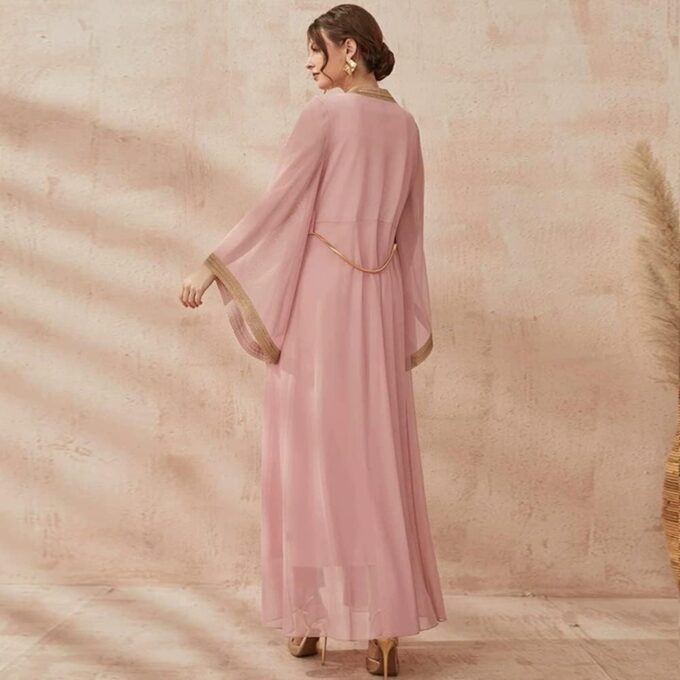 PolyJolly Embroidery Jalabiya Chiffon Abaya Dress for Women Dubai Sadui Muslim Eid Clothes – Bild 3