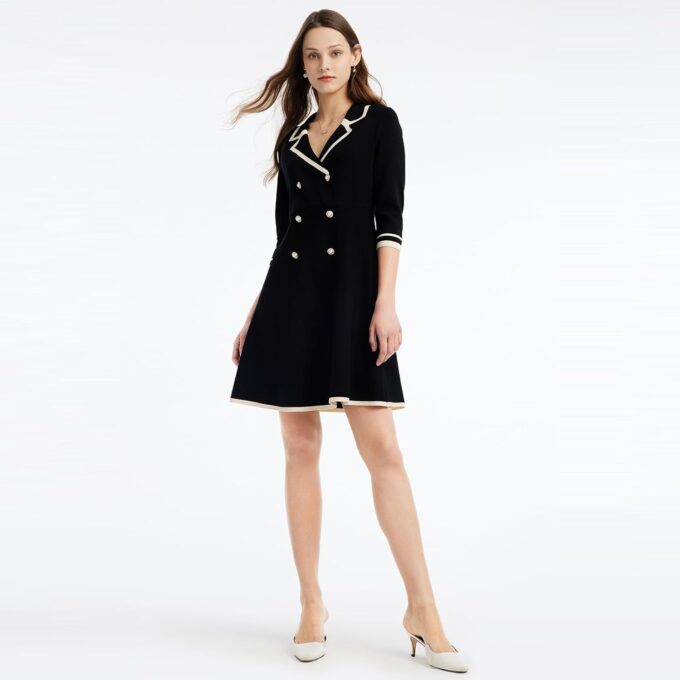 Mini Sweater Dress for Women, Button up 3/4 Sleeve Knit Dresses for Teacher Work Business – Bild 5