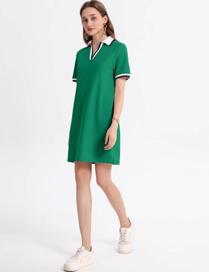Kissonic Polo Dresses for Women Short Sleeve Tennis Golf Dress V Neck Summer Casual Dress with Pocket – Bild 6