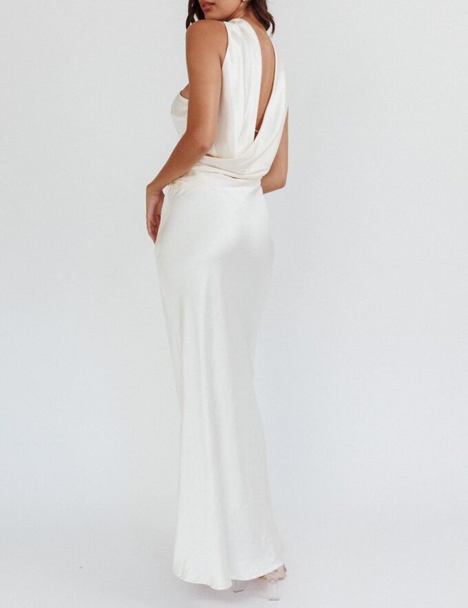 Women's Summer Satin Strapless Tube Top Maxi Dress Elegant Silk Backless Halter Neck Formal Party Dresses Wedding Guest – Bild 2