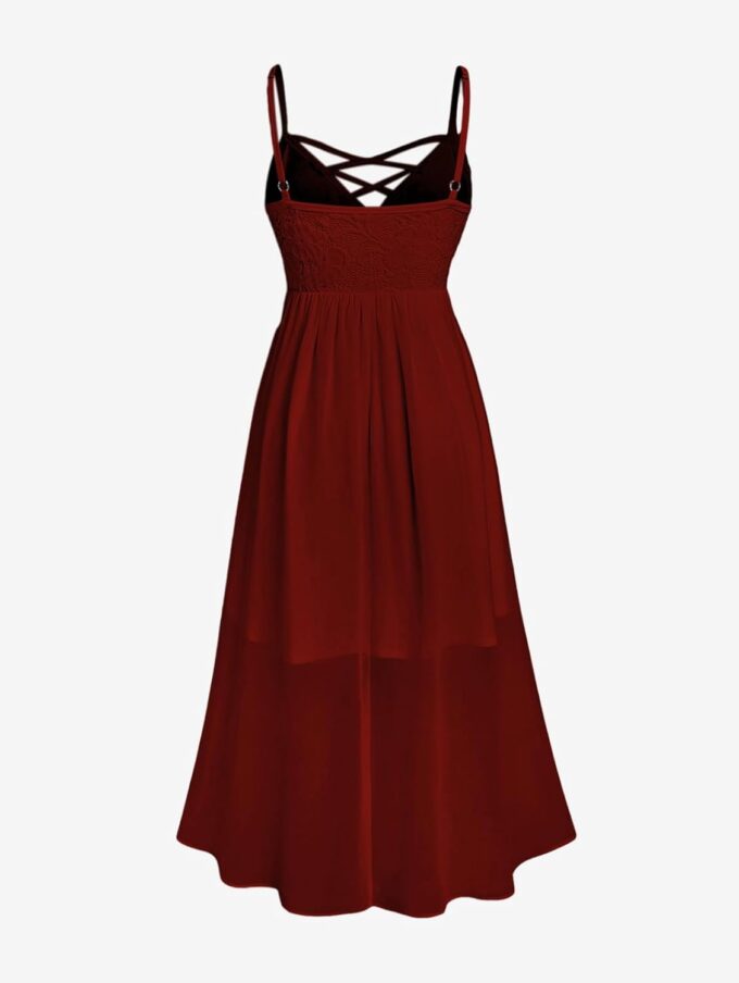 Rosegal Plus Size Party Dress for Women Lace Ruffles Cirsscross Cocktail Bridesmaid Wedding Guest Maxi Cami Formal Dress – Bild 2