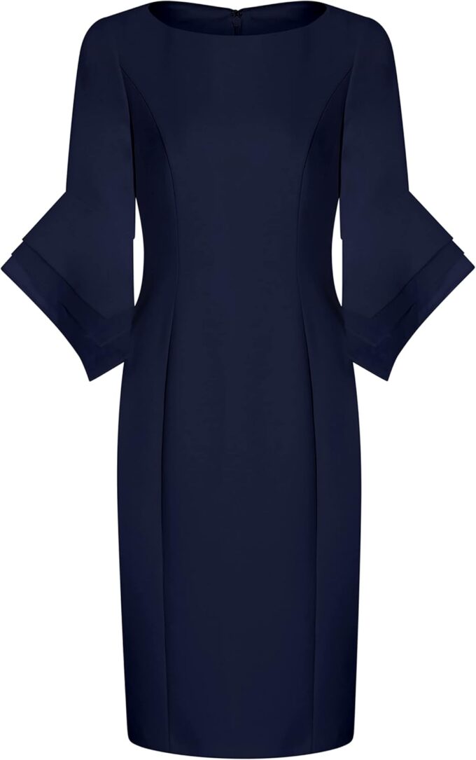 Adrianna Papell Women's Knit Crepe Tiered Sleeve Dress – Bild 6