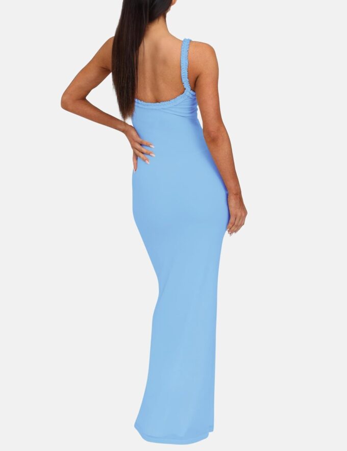 ISZPLUSH Women's Sleeveless All Mesh Dress Sexy Mini Tassel Cut Out See Through Dress High Slit Ruffle Hem Mesh Club Outfit – Bild 5