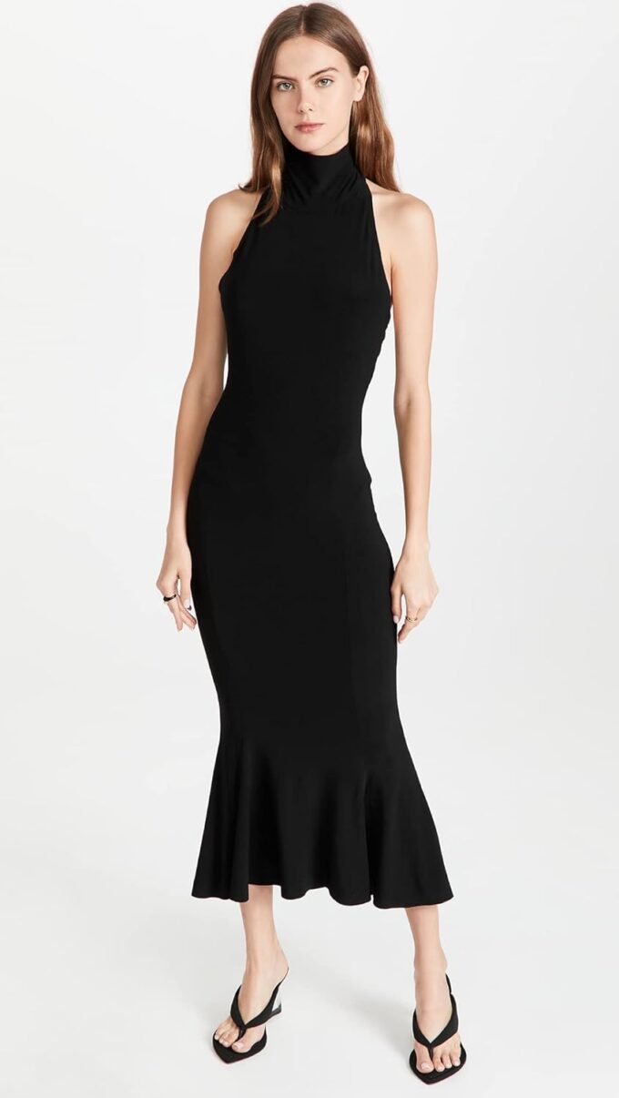 Norma Kamali Women's Halter Turtle Fishtail Dress – Bild 2