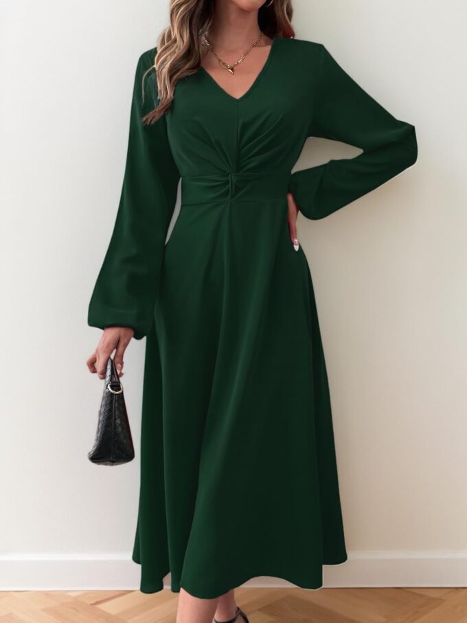 LalaLin Long Sleeve Wedding Guest Dress for Women V-Neck Twist Waist Cocktail Party Maxi Dresses – Bild 6
