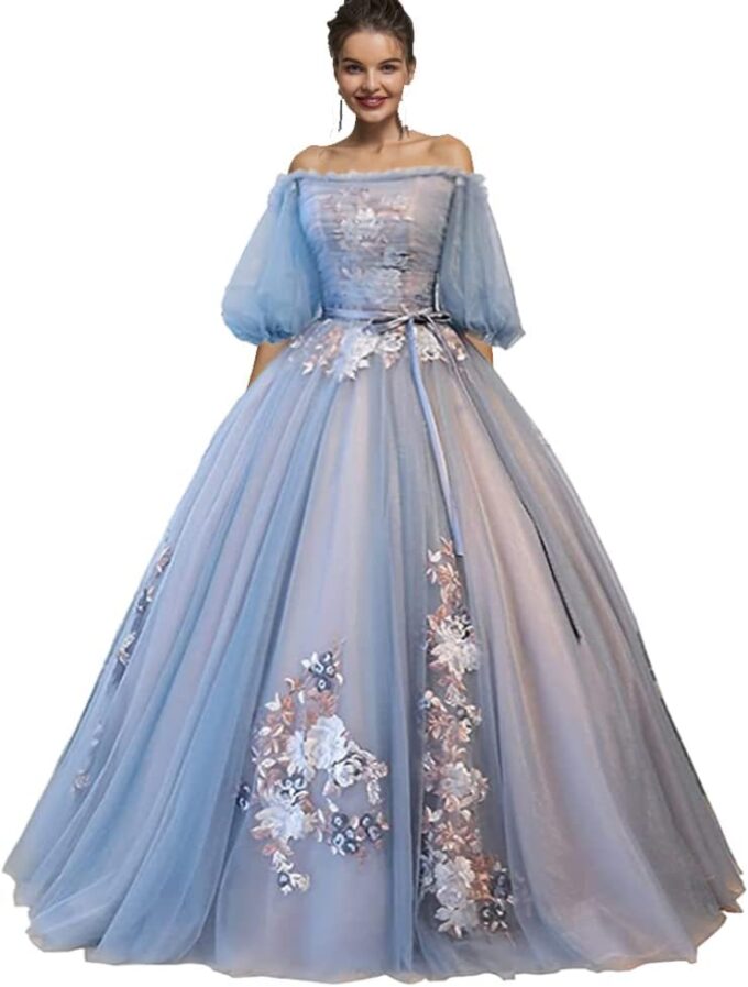 Women's Tulle Prom Gown A-Line Tiered Evening Party Dress Formal Pageant Dress
