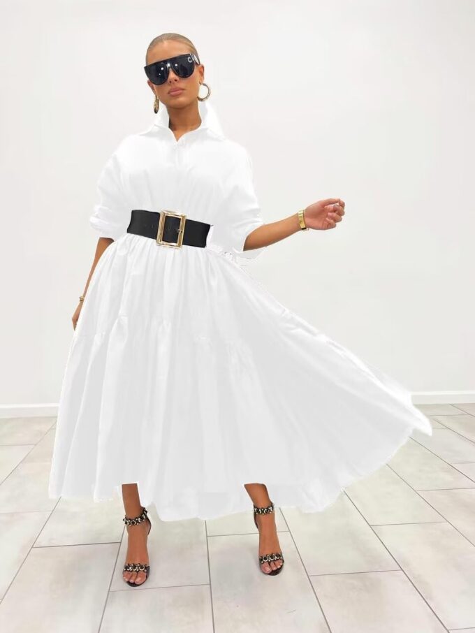 Women's Long Sleeve Maxi Shirt Dress Elegant Button Down Loose Swing Party Dress – Bild 2
