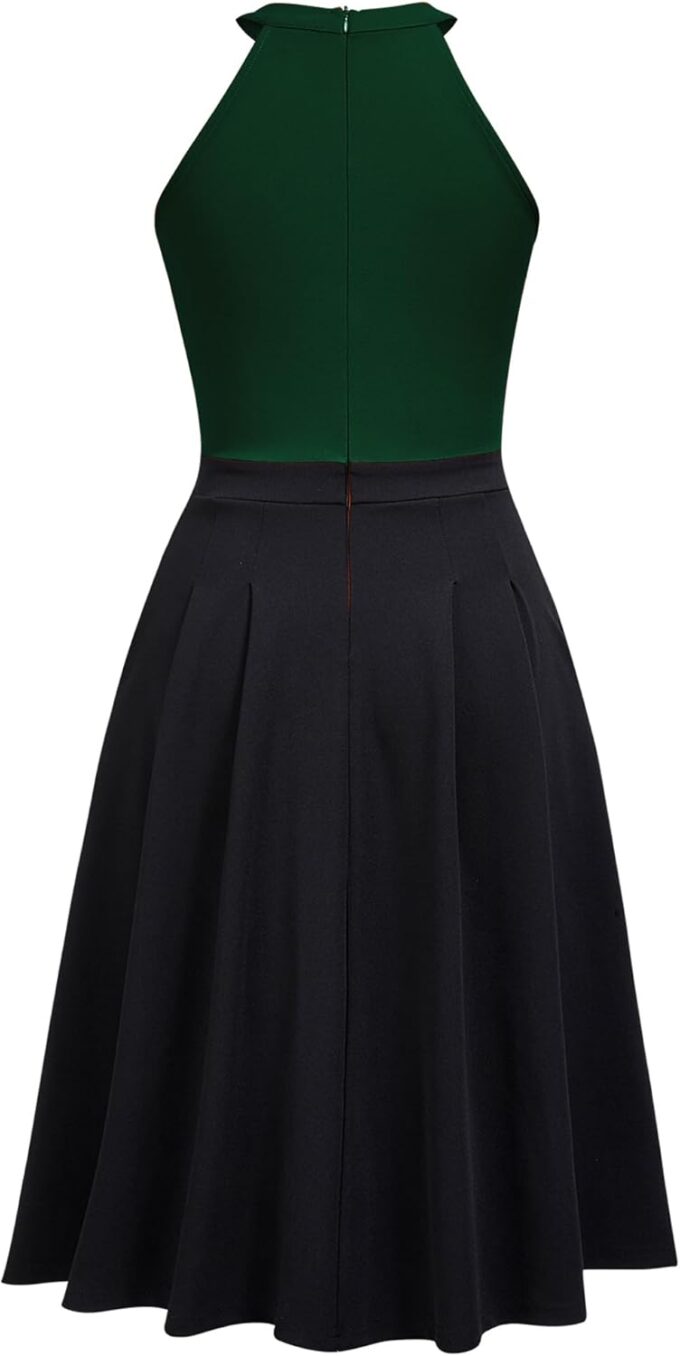 FORTRIC Damen-Patchwork, ärmellos, für Hochzeit, Party, Cocktail, Abendkleid, Swing-Kleid – Bild 6