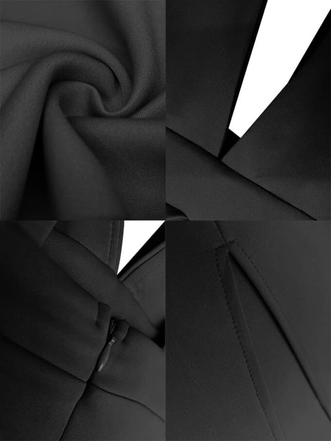 Memoriesea Women's Sexy Deep V Neck Puff Sleeve Side Split Ruched Backless Gown Dress – Bild 7
