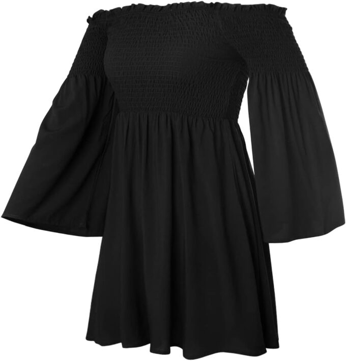 Women's Dress Summer Floral Long Sleeve Off Shoulder Casual Mini Dresses – Bild 3