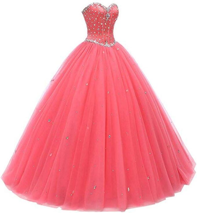 Women's Sweetheart Ball Gown Tulle Quinceanera Dresses Prom Dress – Bild 3