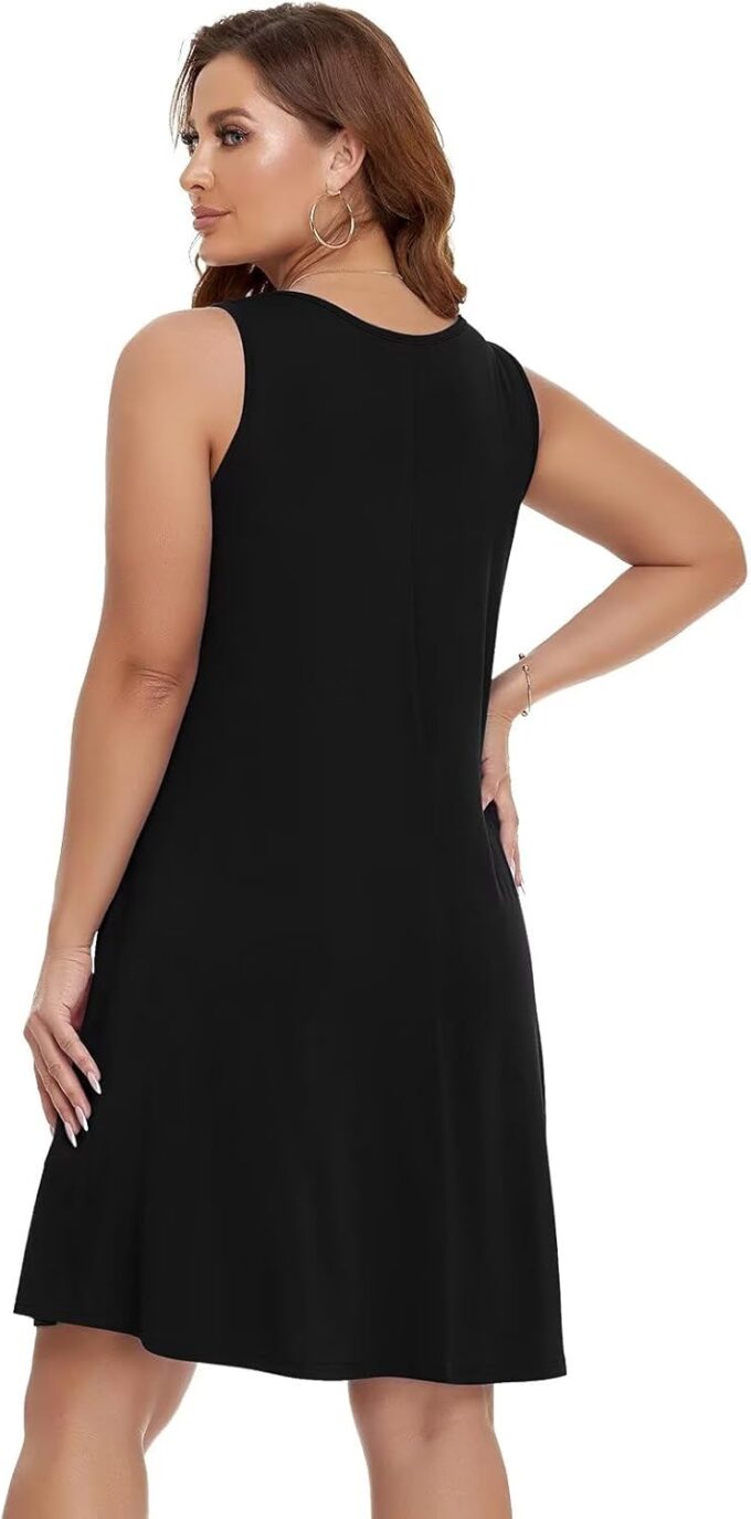 BELAROI Women Casual Summer Beach Dresses Plus Size Sundress V Neck Pockets Swing Tank Dress Cover Ups – Bild 3