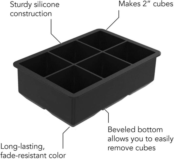 Ice Cube Trays Large Size Flexible 6 Cavity Ice Cube Square Molds for Whiskey and Cocktails, Keep Drinks Chilled (2Pcs) – Bild 6