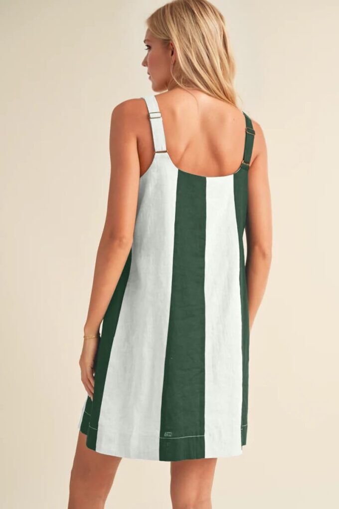 Livtany Women's Color Block Adjustable Straps Mini Dress Sleeveless Square Neck Tank Dress Loose Fit Sundress with Pockets – Bild 4