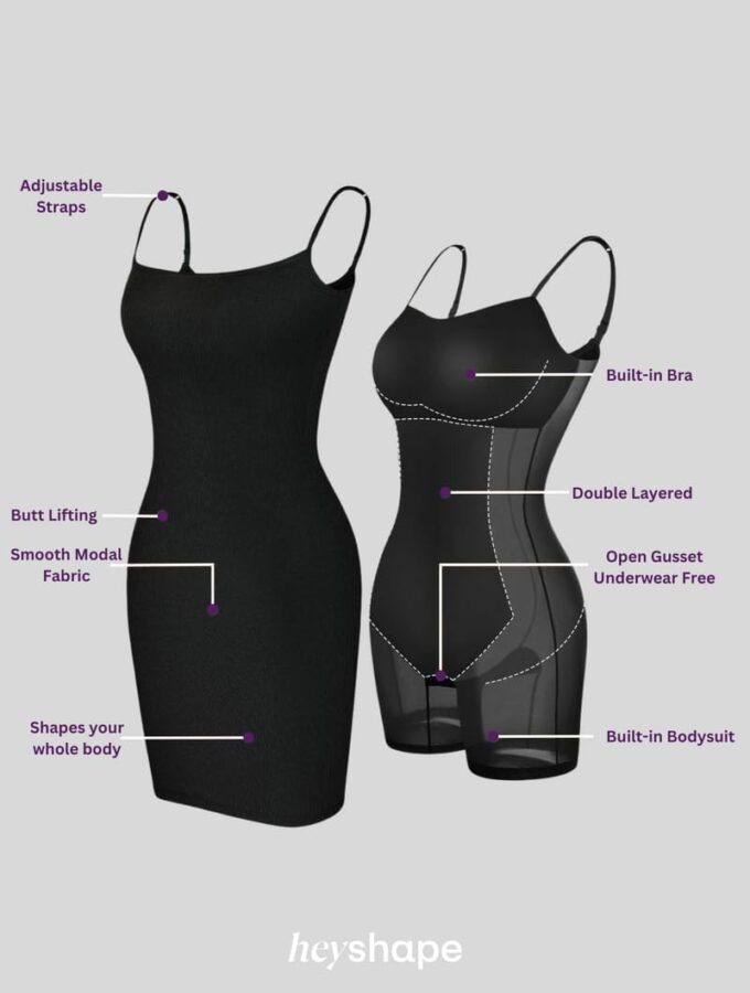 Mini Dress Bodycon Cocktail Dress with Built-in Bra - Body Shaper Tummy Control Shapewear for Women – Bild 2