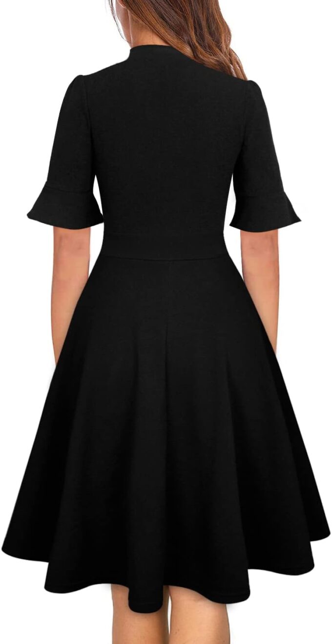 Women Summer Floral Ruffle Sleeve Wear to Work Church Wedding Guest Party Dresses – Bild 2