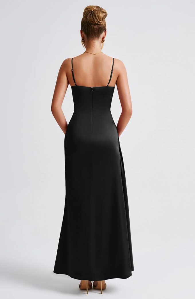 Memoriesea Women's Sleeveless Bodycon Spaghetti Strap Ruched Evening Party Maxi Dress – Bild 3