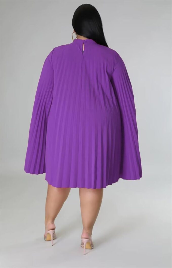 KEYUFANG Women’s Plus Size Cape Sleeve Elegant Loose Pleated Short Dress for Cocktail Party – Bild 4