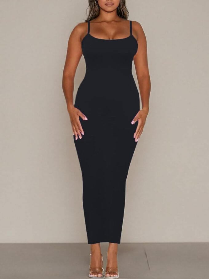 Women's Spaghetti Strap Bodycon Dress - Summer Casual Maxi Club Party Long Tight Slip Dresses – Bild 8
