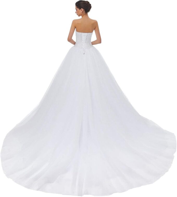 Sweetheart Tulle Ball Gown Wedding Dress, A-line Bridal Gown with Train – Bild 3