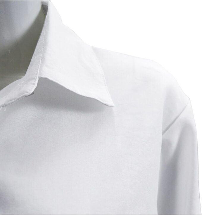 LYANER Damen-Minikleid mit Kragen, V-Ausschnitt, Gürtel, hoch und niedrig, Rollkragen, halbe Ärmel, Tasche vorne, Büro-Minikleid – Bild 4