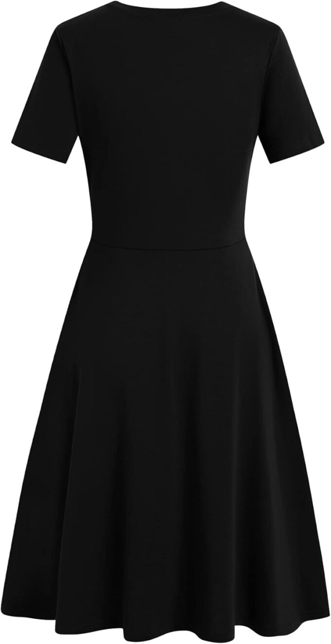 Women's Elegant Knee Length Dresses Vintage 50s Office Casual Floral Print Work Party A-Line Swing Dress with Pockets 162 – Bild 4