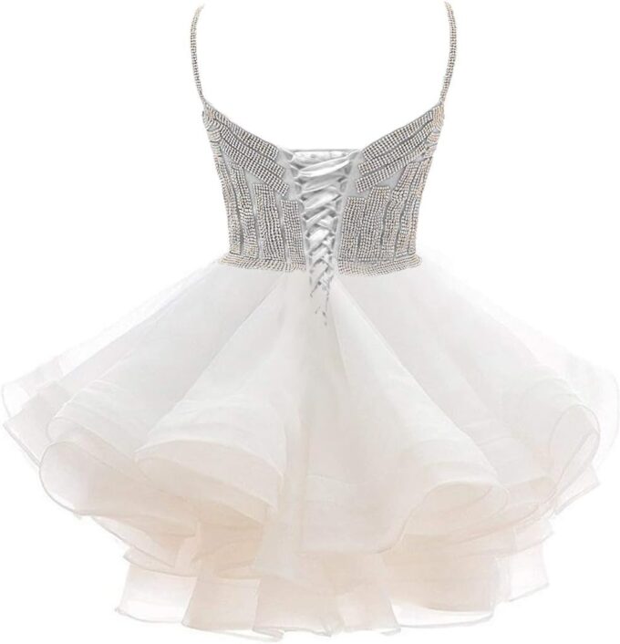 Women's Organza Dress Short Crystal Prom Party Gowns – Bild 2