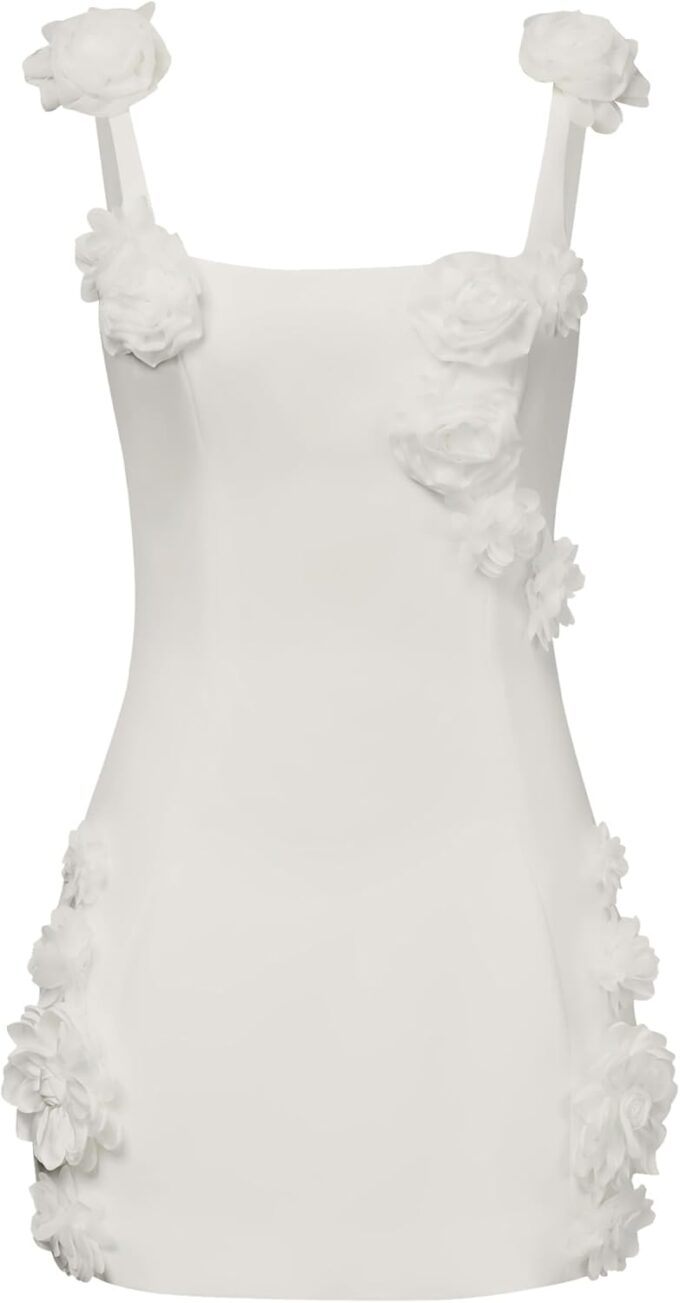 JW PEI Women's Elaina Pink Rosette Applique Mini Dress