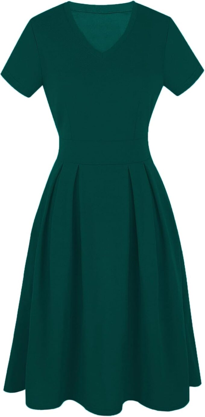 oxiuly（Note The Clothes are Smaller Than The Normal Size Womens V Neck Vintage Work Dresses 2025 Slim Cocktail Dress – Bild 2