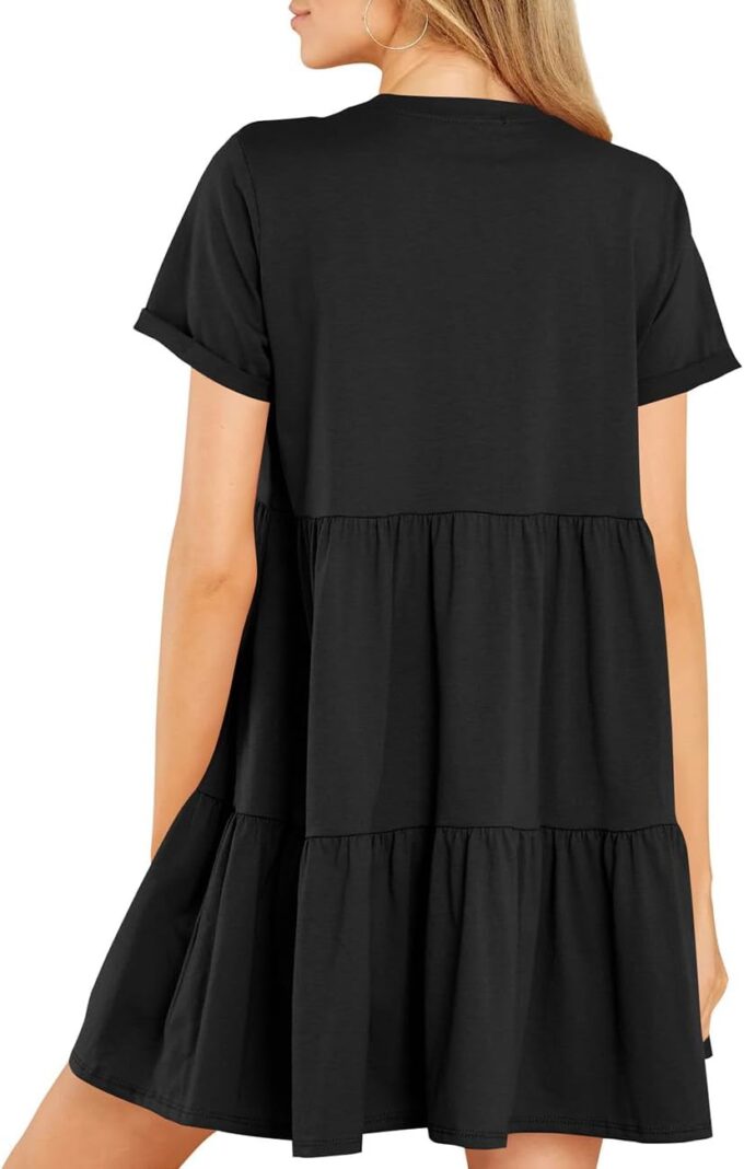 Cosonsen Womens Summer Casual Dresses 2025 Short Sleeve V-Neck Tshirt Dress Flowy Babydoll Dress – Bild 2