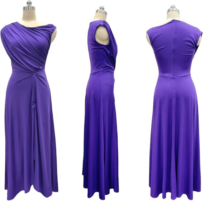 Womens One Shoulder Semi Formal Maxi Dresses Elegant Sleeveless Cocktail Party Long Wedding Guest Dress – Bild 6
