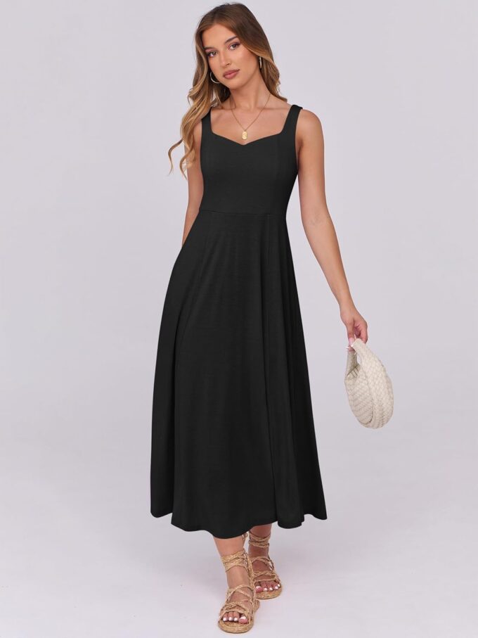 ANRABESS Women Summer Casual Dress Sleeveless Smocked Back Tank Midi Dresses 2025 Beach Vacation Sundress with Pockets – Bild 4