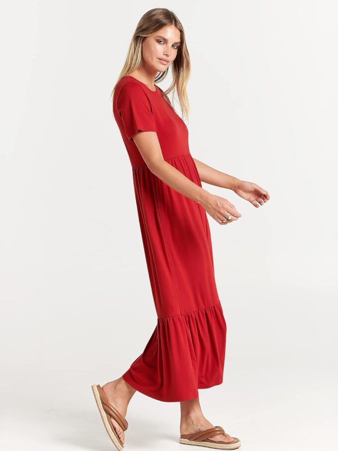 ANRABESS Womens 2025 Summer Casual Maxi Dress A line Tiered Flowy Short Sleeve Crewneck T Shirt Beach Travel Long Dresses – Bild 4