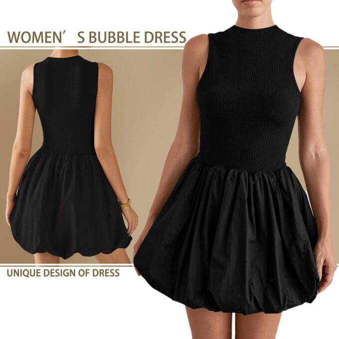 Bubble Tank Mini Dress Sleeveless Short Sundress, Summer Dresses for Women with Pockets for Party Club XS-2XL – Bild 2