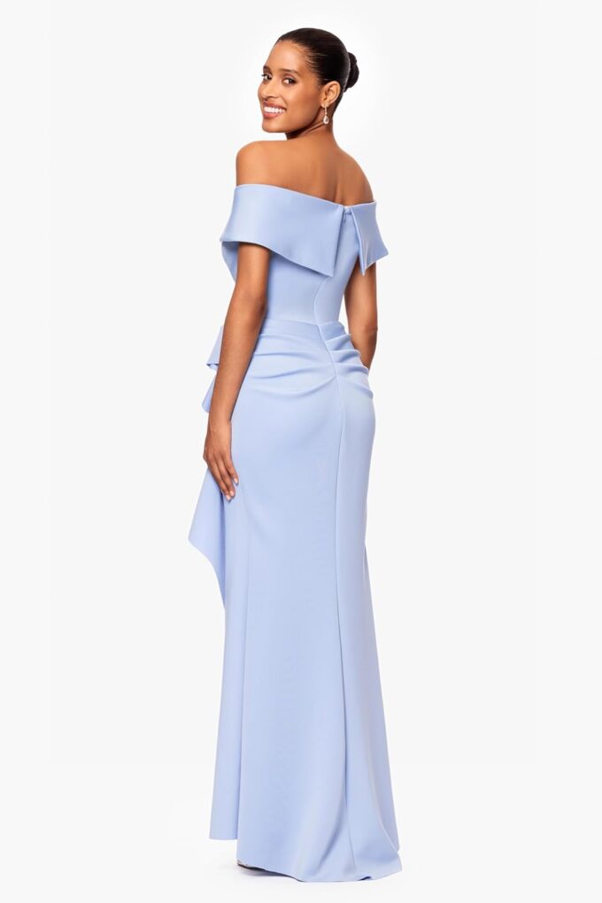 Xscape Women's Long Off Shoulder Sweetheart Neck Side Ruffle Gown – Bild 3