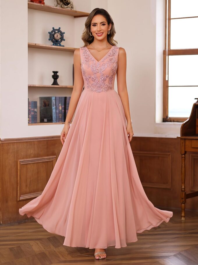 Clothfun Chiffon Mother of The Bride Dress 2025 Lace Applique Long Formal Party Dress with Jacket CY147 – Bild 7