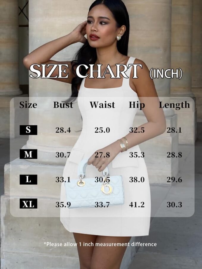 HYZ Women's Summer Sexy Square Neck Sleeveless A-Line Party Tank Top Mini Dress – Bild 2