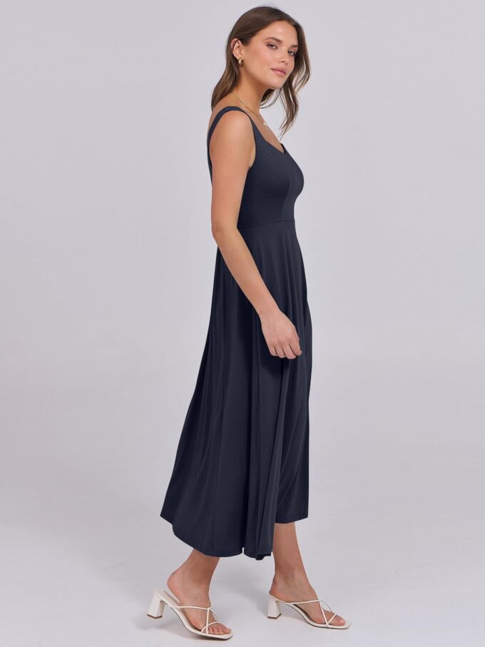 ANRABESS Women Summer Casual Dress Sleeveless Smocked Back Tank Midi Dresses 2025 Beach Vacation Sundress with Pockets – Bild 3