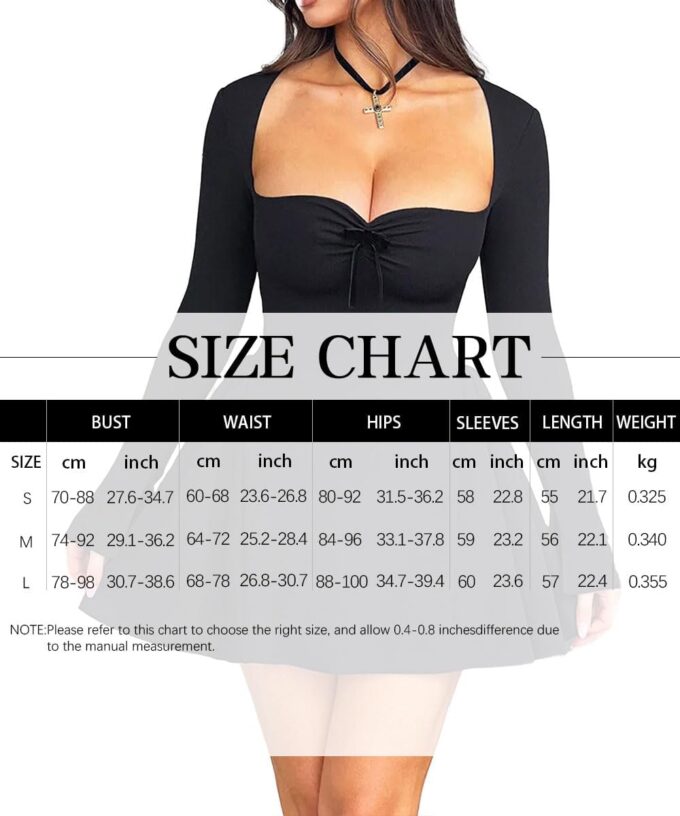 Women Long Sleeve Mini Dress Sweetheart Neckline Bodycon Short Dress Club Cocktail Party Corset Dresses – Bild 6