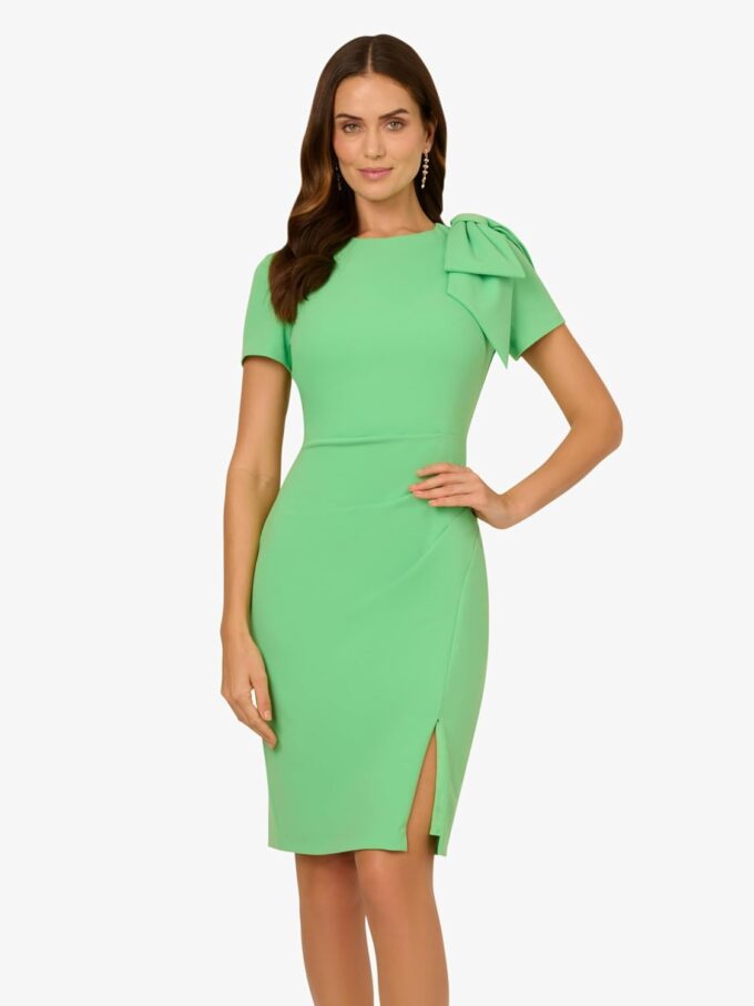 Adrianna Papell Women's Pleated Bow Midi Dress – Bild 2