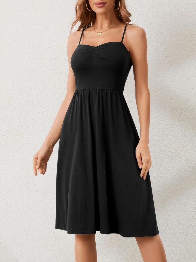 Sureple Summer Dresses for Women 2025 Casual Sweetheart-Neck Empire Waist Swing Aline Spaghetti Strap Dress with Pockets – Bild 6