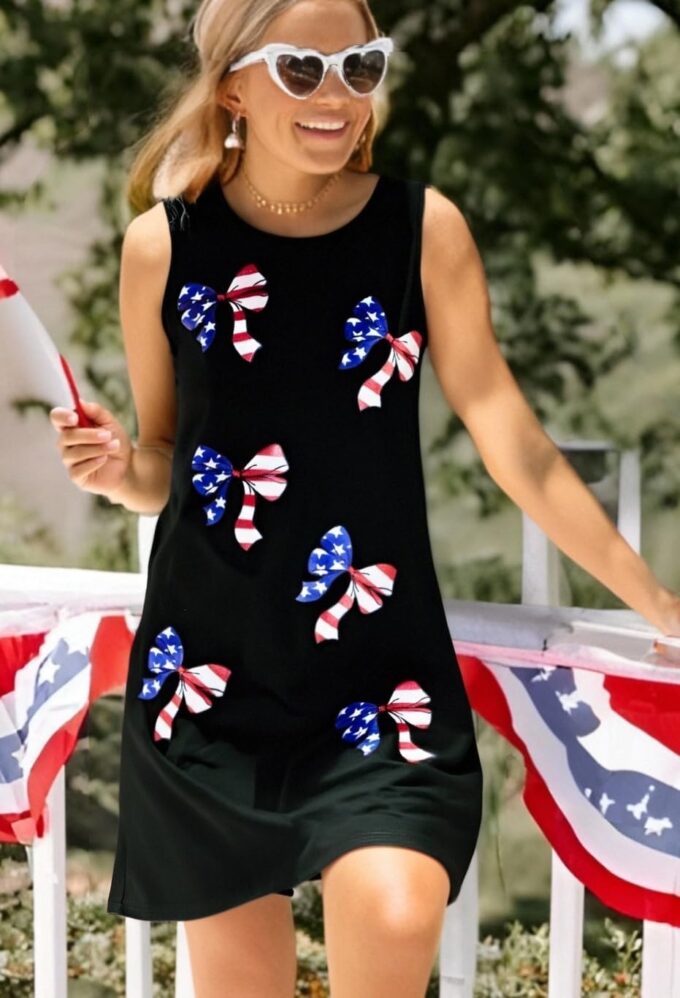 ASTANFY Women American Flag Dress: Red White and Blue Tank Dress 4th of July Dresses Summer Patriotic Shirts – Bild 3