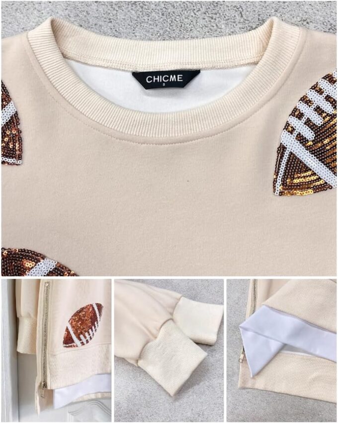CHICME Womens Long Sleeve Zipper Slit Oversized Sweatshirt Casual Pullover Zipper Hoodies – Bild 5